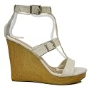Womens White Croc Summer Wedge Ladies Sandals Shoes