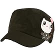 Cotton Military Cute Cadet Button Patch Cap Hat Black