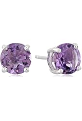 Sterling Silver Round Amethyst Earrings