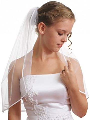 WAJY Women's Short Tulle Wedding Bridal Veil Ivory
