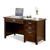 Kathy Ireland Home by Martin Furniture Tribeca Loft 52 Single Pedestal Wood Desk with Hutch in Cherry