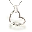 14k White Gold Diamond 3-Stone Floating Heart Pendant (.17 cttw, H-I Color, I1-I2 Clarity), 18"
