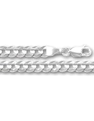 14K White Gold Comfort Curb Chain Bracelet - Width 3.6mm - Length 7 Inch