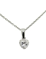 Sterling Silver Heart-cut Cubic Zirconia Necklace