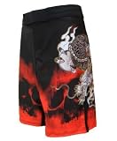 UN92 MF11 Dragon_Red, 4-Way Stretch MMA Fight Shorts.