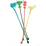 25 Assorted Tropical Luau Tiki Drink Stir Swizzle Sticks Bar - Palm Tree, Margarita, Frozen Drink Cocktail, Flamingo
