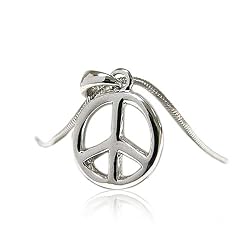 White Gold Plated Small Peace Pendant Necklace Fashion Jewelry