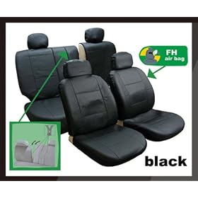 Universal Car Seat Cover Full Set Lether Airbags Ready and Rear Seat Split Pu-002 Black