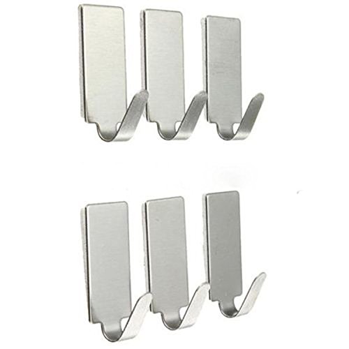 Mini Bath Towel Hooks Over Door Stainless Steel Self Adhesive Stick Wall Hook Hanger Bathroom Kitchen Door Towel Hooks 3.5cmx1.5cm for Wall 6 Pcs