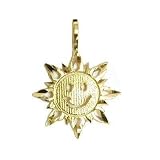 14K Gold Charm Sun Smiling Sunshine Pendant