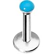 16 Gauge 1/4 Blue Dome Internally Threaded Cartilage Tragus Earring