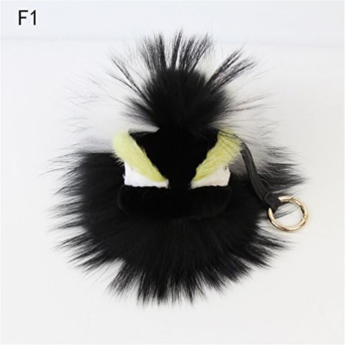 Sunnying Mink Fur Big Eyes Small Monster Fur Pendant for Womens Bag or Car Pendant (Black 2)
