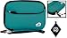 Canon PowerShot A540 Digital Camera Sleeve Case With External Compartment Pocket Color Black / Teal + Nuvur ™ Keychain (FGL2ZZB1)