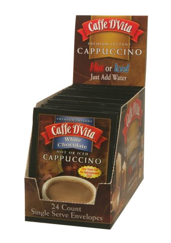 Caffe D'Vita White Chocolate Cappuccino, 0.5-Ounce Envelopes, 24-Count Boxes (Pack of 3)