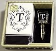 Gift Set of 30 Monogram Paper Guest Towels and 1 Monogram Glass Winestopper - T Gift Set of 30 Monogram Paper Guest Towels and 1 Monogram Glass Winestopper - T