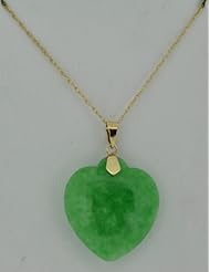 14k Yellow Gold Jade Heart Pendant