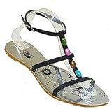 Womens Roman Gladiator Sandals Flats Thongs Shoes Multi Color Stones 4 Colors