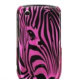 Premium Designer Hard Snap On Crystal Case for the Blackberry 8520 Curve/Gemini - Cool Black Pink Zebra Face Print