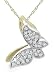 10k White and Yellow Gold Diamond Butterfly Pendant (.24 cttw, I-J Color, I2-I3 Clarity), 18