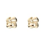 18kt Gold over Sterling Silver Flower Petal Swirls Rough + High Polish Post Earrings