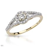 Solitaire Plus Ring With Precious Stones - Genuine Clean Diamonds Beautifully Crafted in 14K Yellow Gold- Size 7 (Size 7)