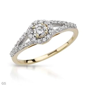Solitaire Plus Ring With Precious Stones - Genuine Clean Diamonds Beautifully Crafted in 14K Yellow Gold- Size 7 (Size 7)