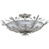 Crystorama 4704-SL Primrose Collection 6-Light Semi-Flush, Silver Leaf Finish with Swarovski Spectra Crystal Beads