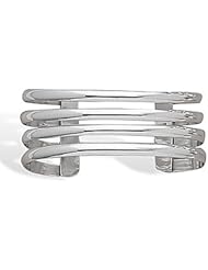 Sterling Silver 4 Row Polished Graduated Cuff