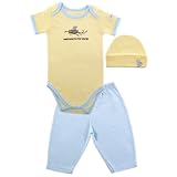 Hudson Baby Organic Touched By Nature Set, Yellow-Bird, 0-3 Months