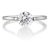Sterling Silver Round Cubic Zirconia CZ Solitaire Ring - Women's Engagement Wedding Ring