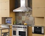 Millennia DHW421 42" Wall Mount Chimney Range Hood with a 600 CFM Internal Blower Halogen Ligh Millennia DHW421 42" Wall Mount Chimney Range Hood with a 600 CFM Internal Blower Halogen Ligh