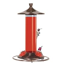 Birdscapes 710 Brushed Metal 12-Ounce Glass Hummingbird Feeder