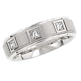 Mens 6.5mm Band with 3 Princess Cut Diamonds .33cttw