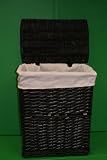 Black Wicker Rectangular Linen Bin/Laundry Basket With Lining Medium