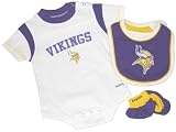 Minnesota Vikings Reebok Infant 3 Piece Creeper Bib Bootie Set