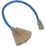 Bayco SL-9102 12/3-Gauge All Season Extension Cord with Lighted Ends and 3 Outlets, 2-Feet
