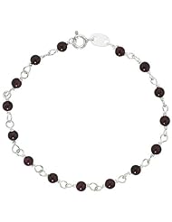 Sterling Silver, 3/16" (4 mm) wrapped Natural Garnet Bead Necklace, size 22"