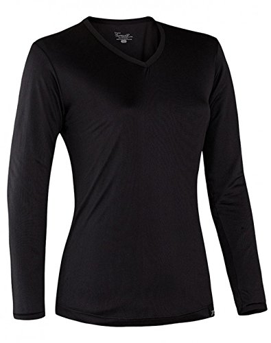 Terramar Sports Women's Thermasilk Jersey V-Neck M Black