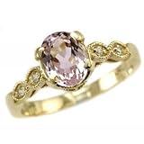 1.65ct Pink Kunzite & Diamonds 14k Yellow Gold Ring