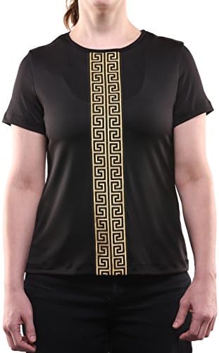 IBIG Women's Knit Greek Key Top Medium Black