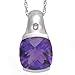 10K White Gold Cushion-Cut Amethyst and Diamond title=