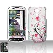 Rubberized Flower Snap on Design Case Hard Case Skin Cover Faceplate for Sprint Samsung Galaxy S Epic 4g-Silver/Pink