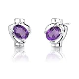 1.50 Carats Oval Shape Amethyst Earrings in Sterling Silver