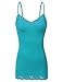 RT1004 Pack Ladies Adjustable Spaghetti Strap Lace Tunic Camisole 2Pack-WHT/Teal S