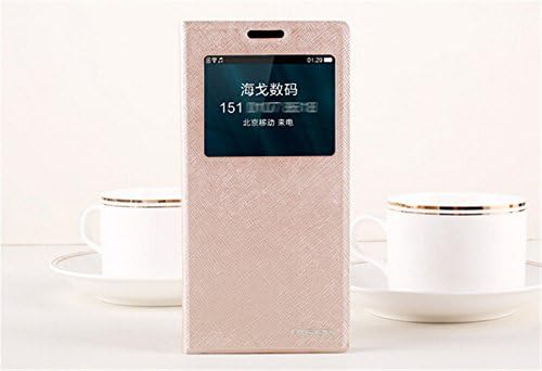 HIGER® Pu Leather and View Double Window Flip Case Cover for OPPO Find 7 X9007 x9070 x9077 (Gold)