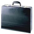 Bugatti Black Leather Attache Case 5" Exp. 6"