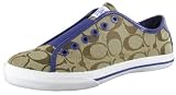 COACH Bev Womens Authentic Logo Signature Canvas Fabric Sneaker Shoes Khaki Purple Patent