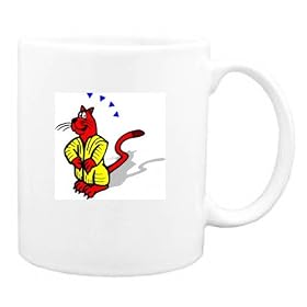 Mug with cat, robe, yellow, standing, pet by SHOPZEUS