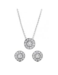 Bling Jewelry Sterling Silver CZ Circlet Pendant and Earrings Set