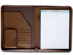 Chocolate Brown Leather Deluxe Zip-Around Padfolio
